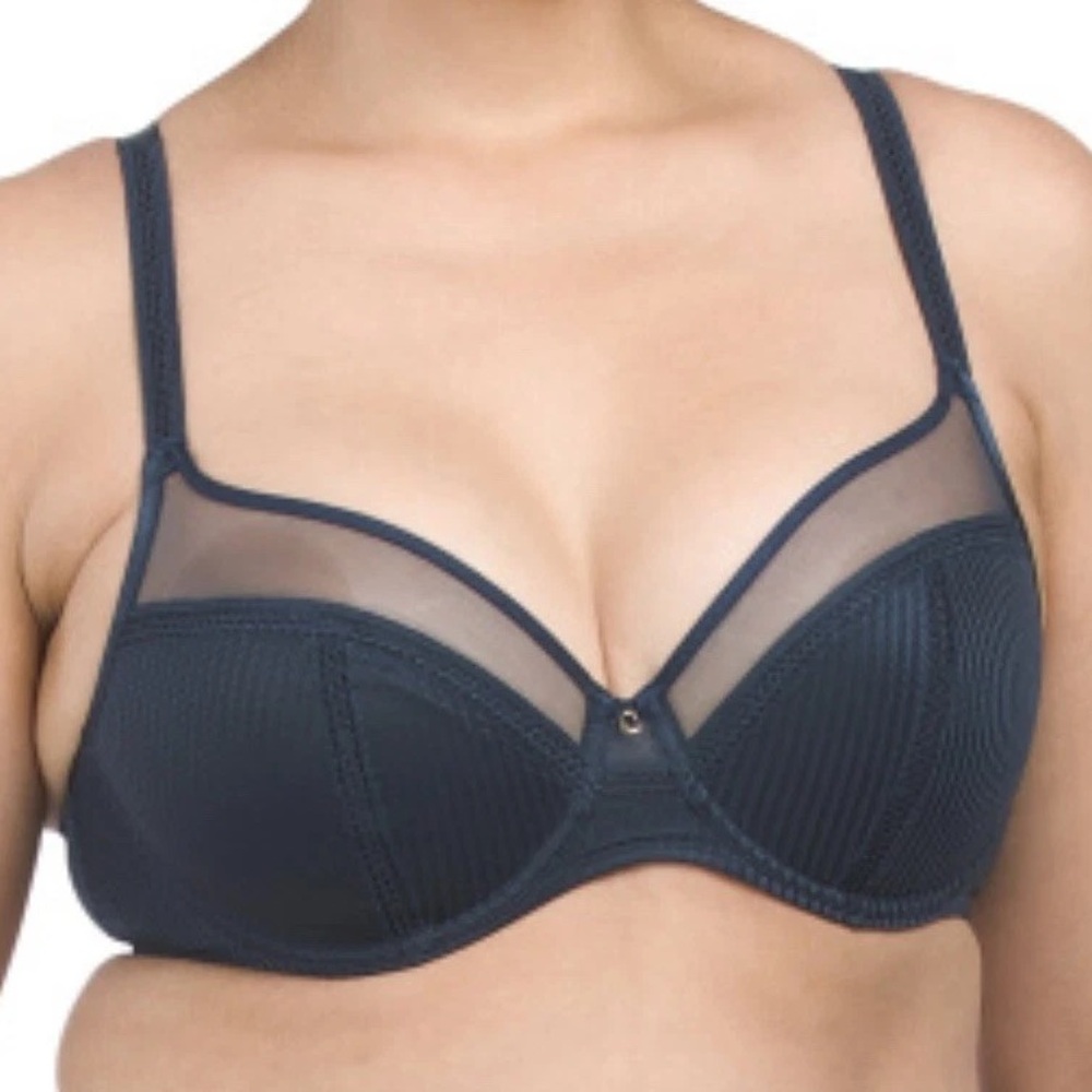 CHANTELLE full bust navy blue underwire Chic Essential Bra 32DDD NWT